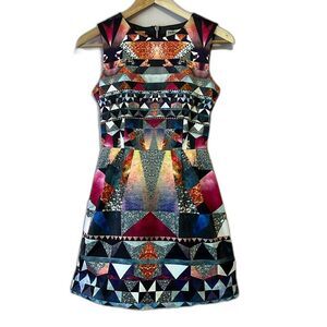 Revolve Premonition Abstract Avant Garde Mini Dress Sleeveless Party Black XS